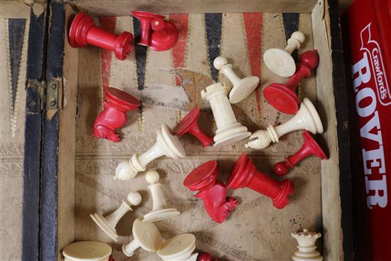 A carved ivory chess set, a Brittains Garden Set and a boxed game of Crickette